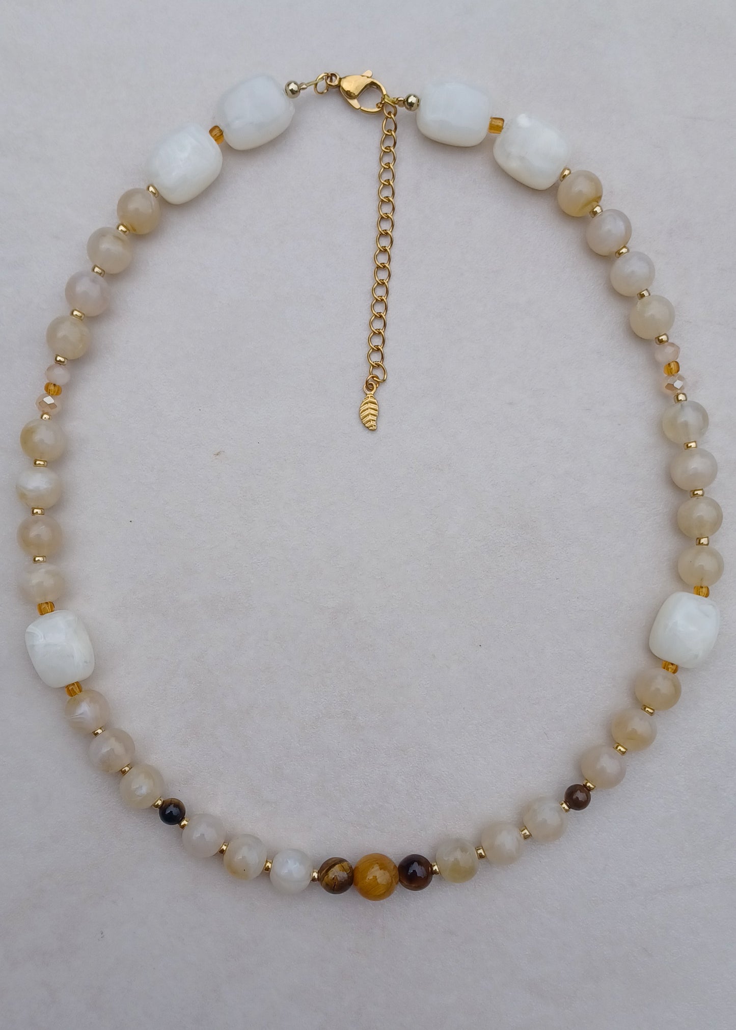 Crème | Tijgeroog | Ketting