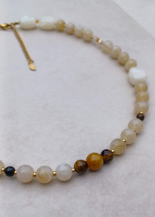 Crème | Tijgeroog | Ketting