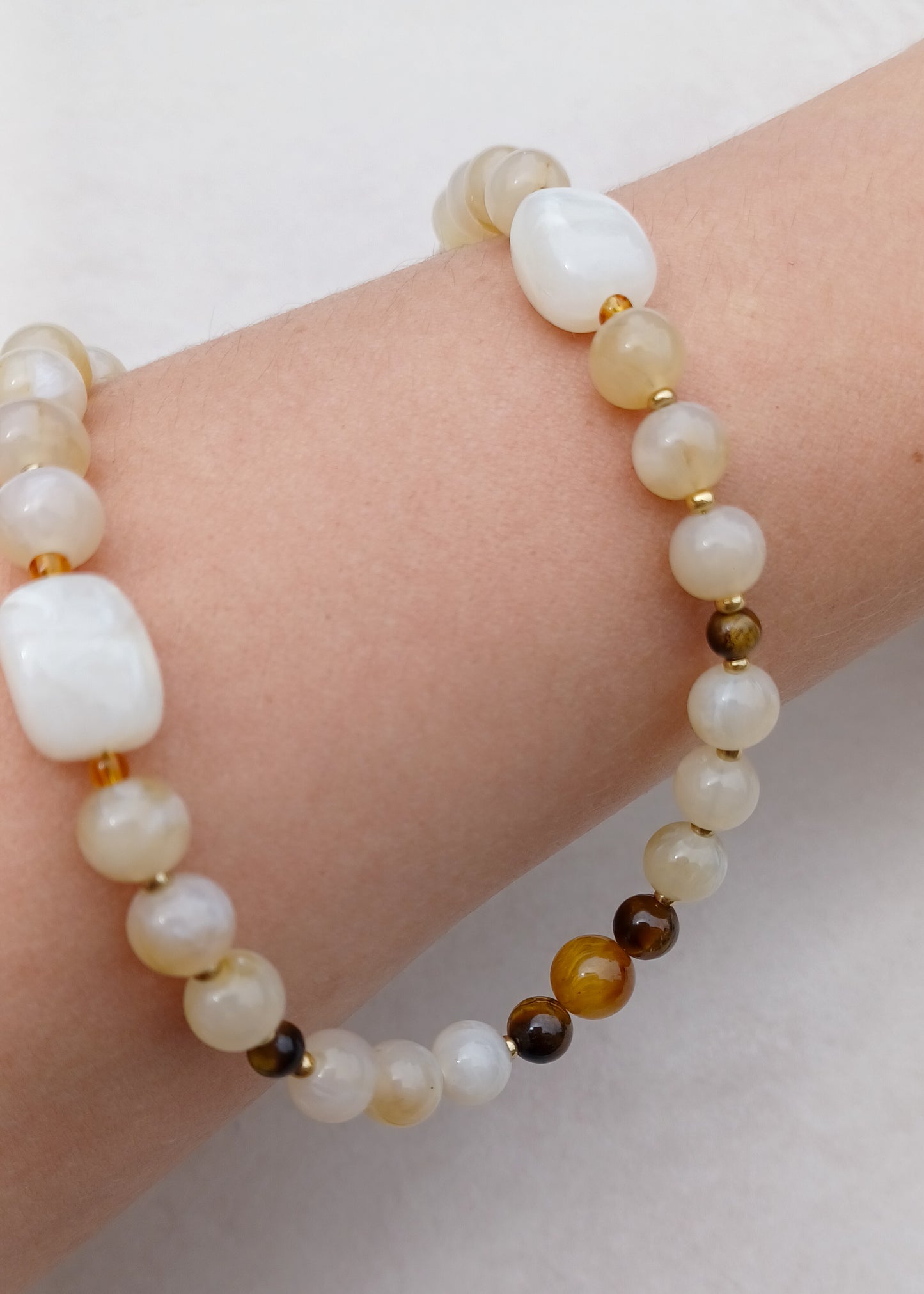 Crème | Tijgeroog | Ketting