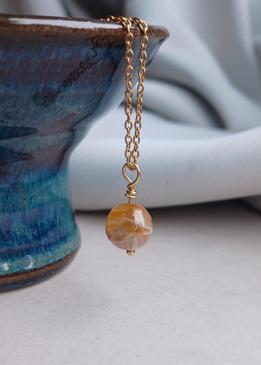 Terra | Limonietkwarts | Lange ketting met hanger