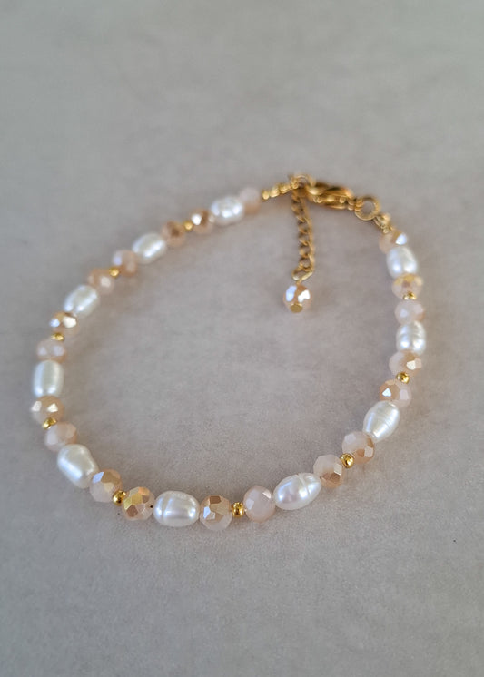 Crème | Zoetwaterparel | Armband