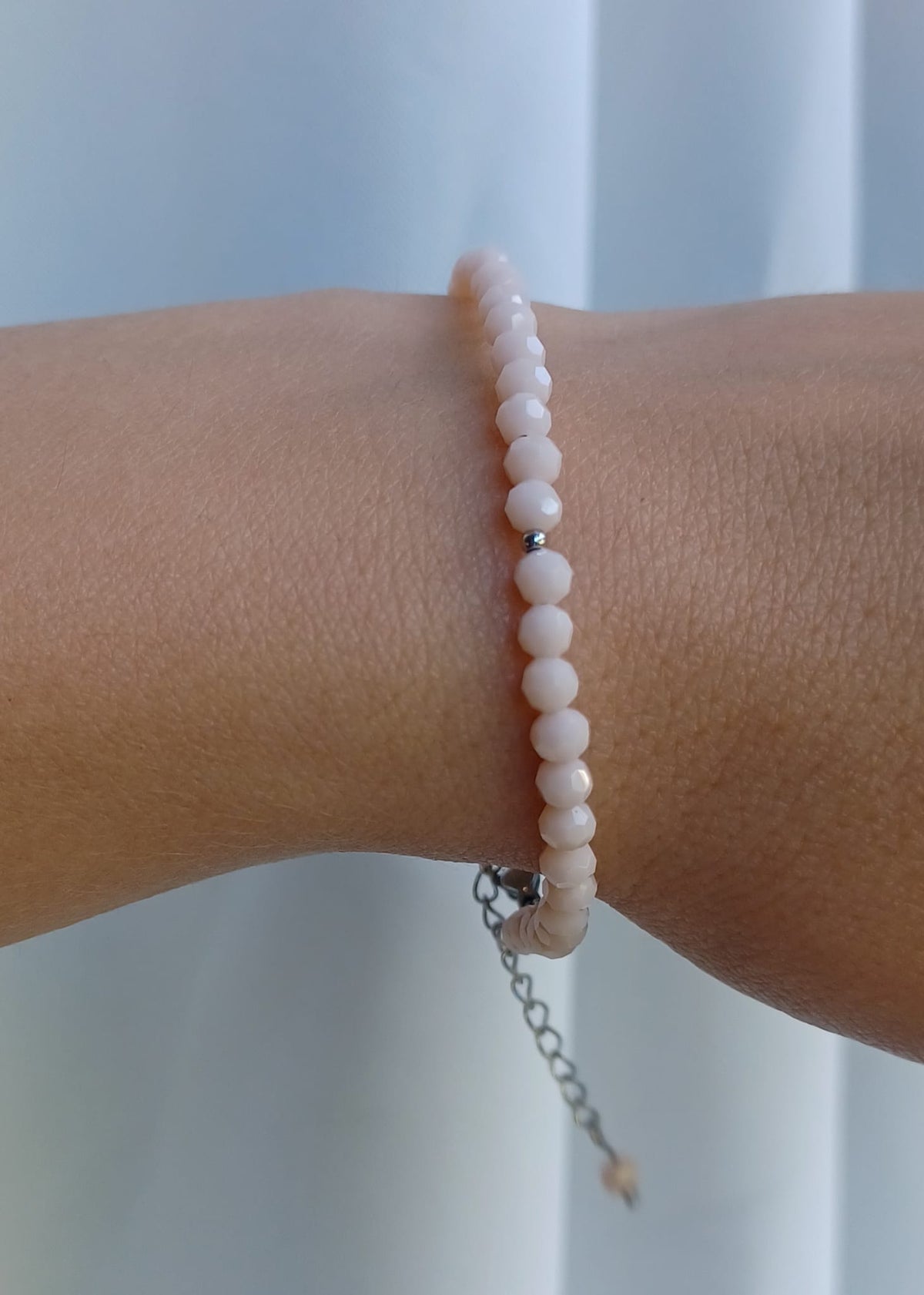 Crème | Glasfacet | Armband