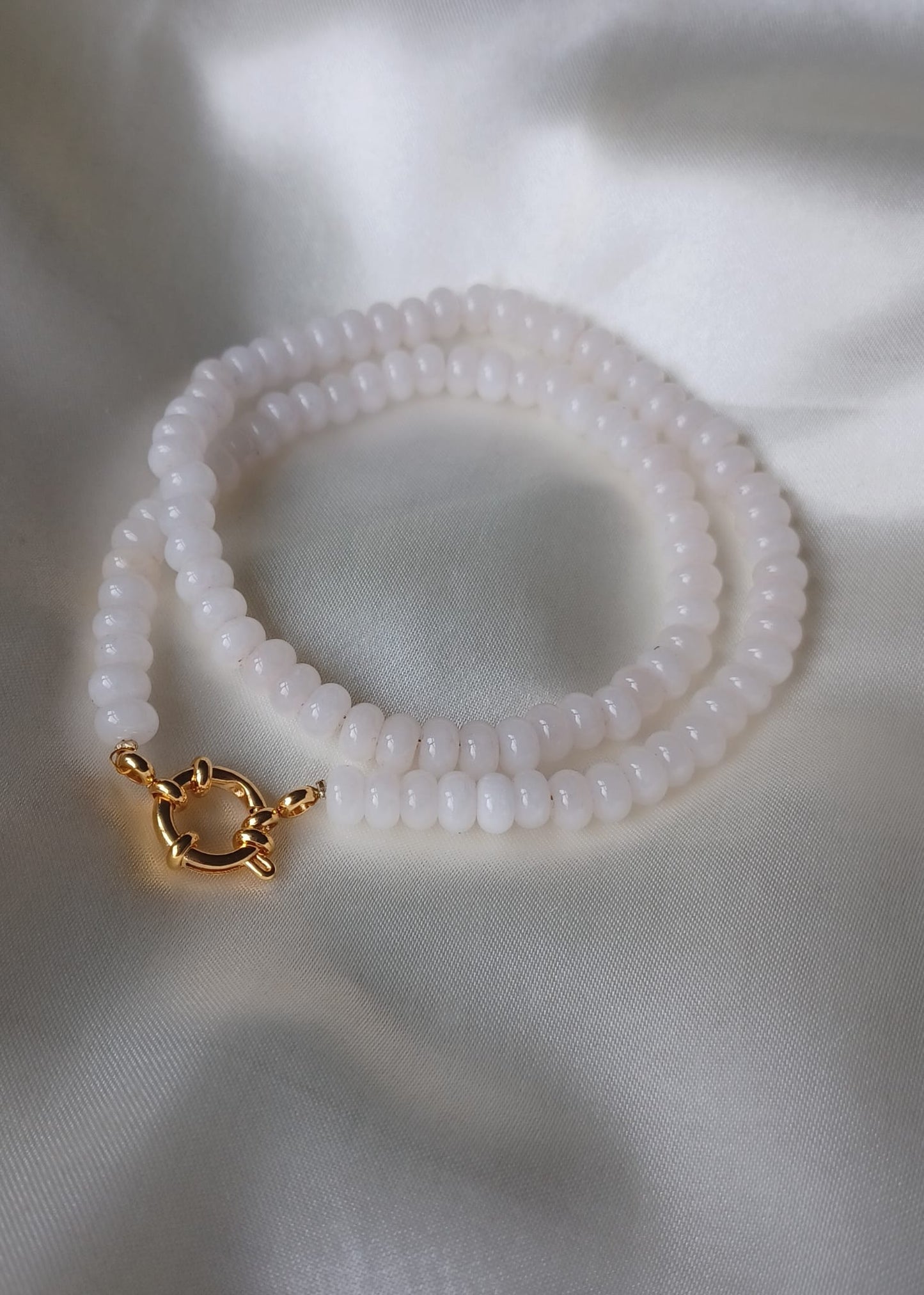 Crème | Witte Jade | Halsketting