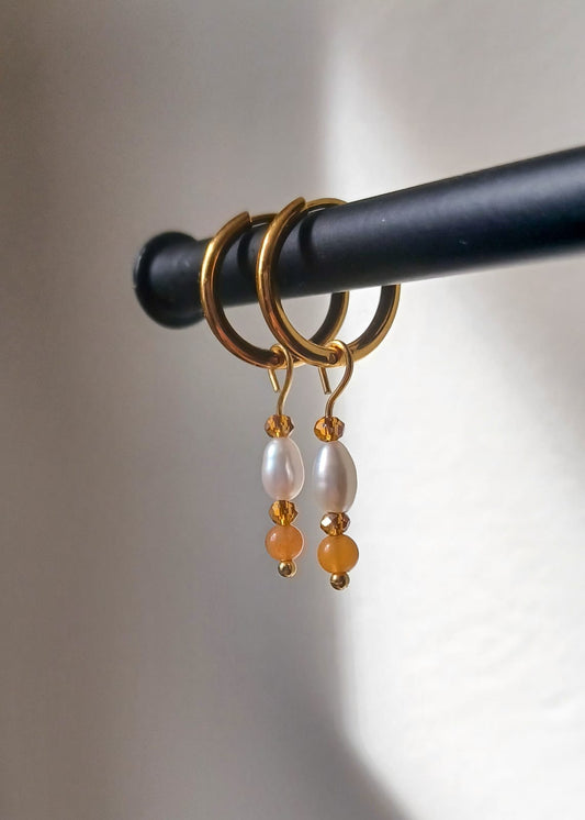 Ambre | Parel & Zonnesteen | Oorbellen